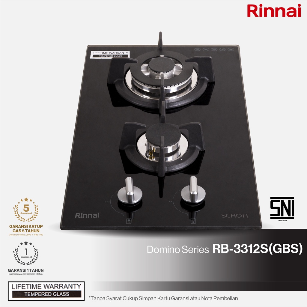 RINNAI Kompor Kaca Tanam 2 Tungku RB-3312S - 100% ORI