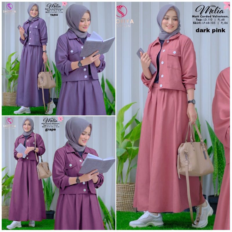 Setelan Wanita Terbaru by Shofiya • Melia 3in1 Set • Setelan Rok Wanita