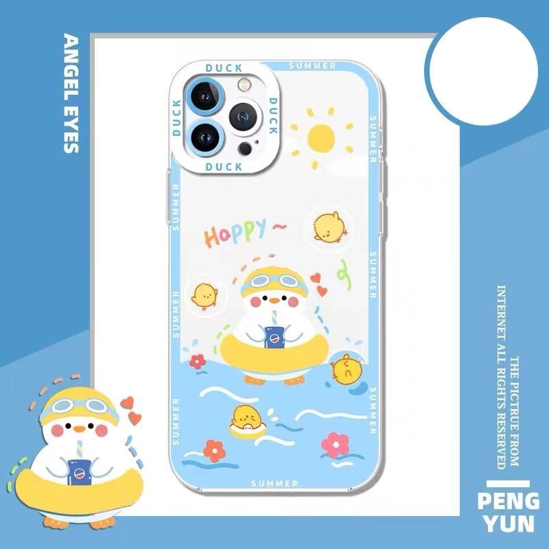 Soft Case Silikon TPU Transparan Motif Bebek Untuk IPhone 14 6 6S 7 8 Plus X XS XR 11 12 13 Pro Max