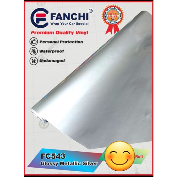 Sticker Fanchi FC543 Glossy Metallic Silver Candy Metalik Glossy Premium Wrap
