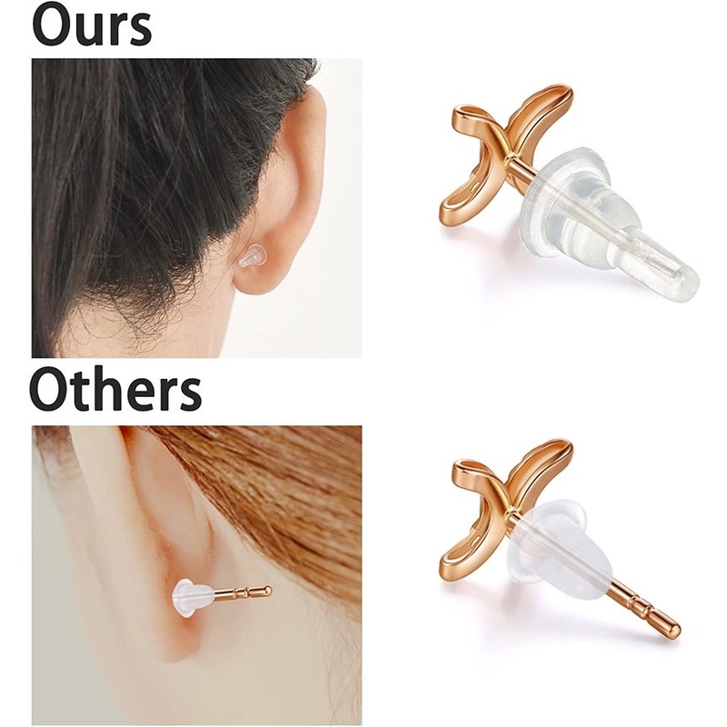 10pcs Stopper Anting Tusuk Bahan Silikon Transparan Anti Alergi Untuk Membuat Perhiasan DIY