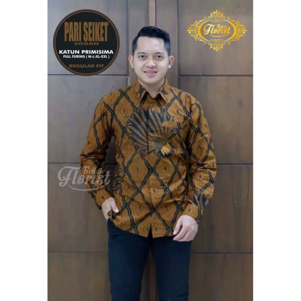 BATIK SOGAN TERBARU baju batik pria lengan panjang modern S M L XL XXL BAJU PREMIUM BSO OFFICIAL 1