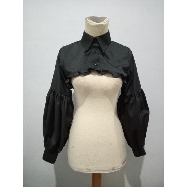 atasan kemeja crop top lengan balon