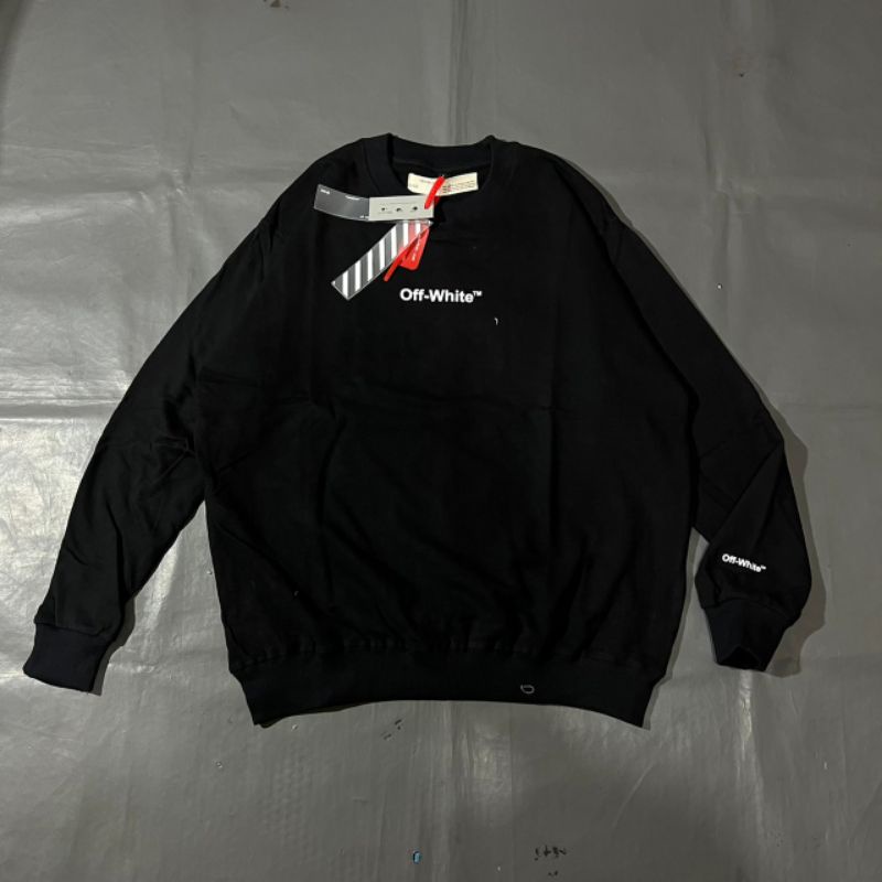 Crewneck off white hitam / hoodie off white