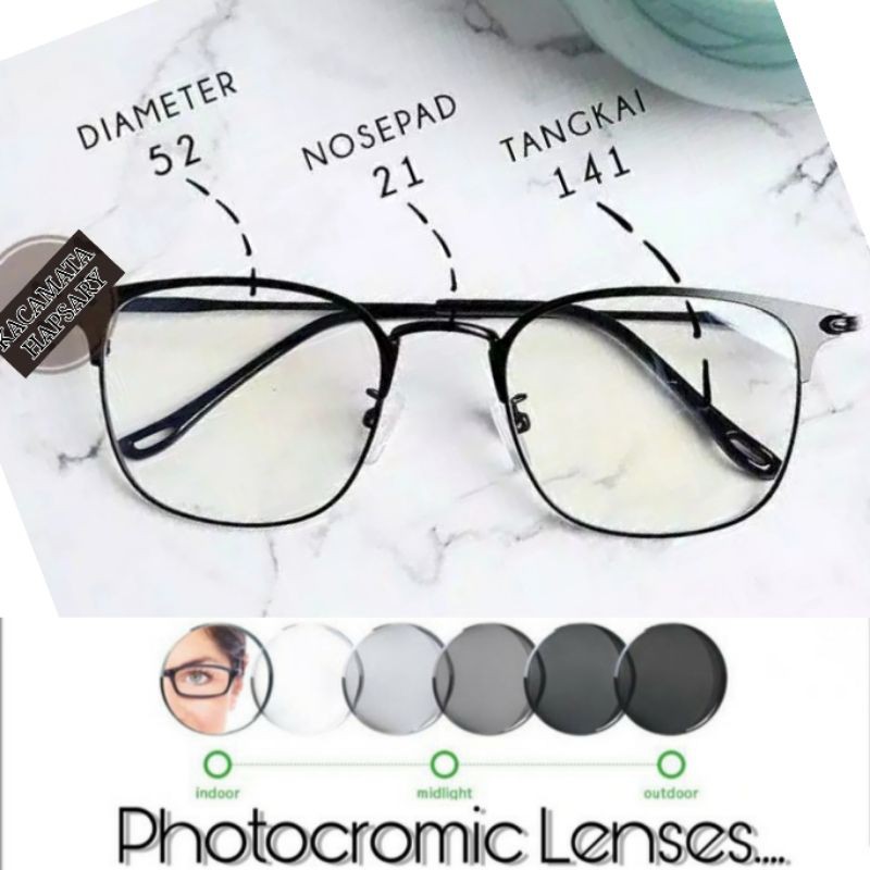 PAKET FRAME + LENSA PHOTOCROMIC | KACAMATA MINUS | KACAMATA ANTI RADIASI | 90023