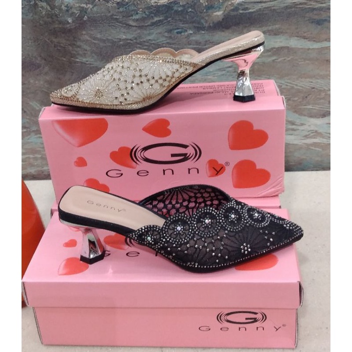 Terbaru Sandal Slop Wanita Pesta hak pendek 3cm Promo Genny