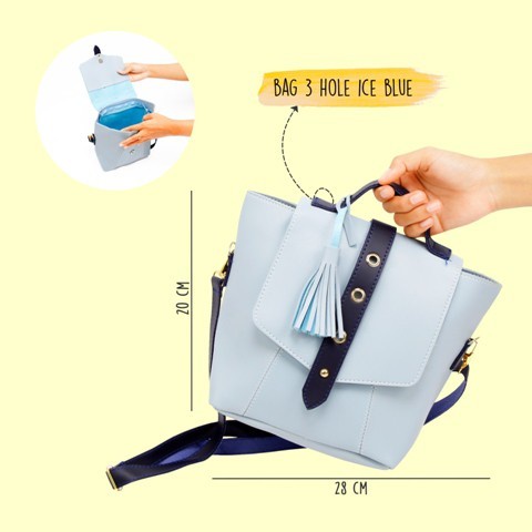 Trend-Sling Bag Three Hole - ISTANA TAS CANTIK TERMURAH TERLENGKAP-ICE BLUE