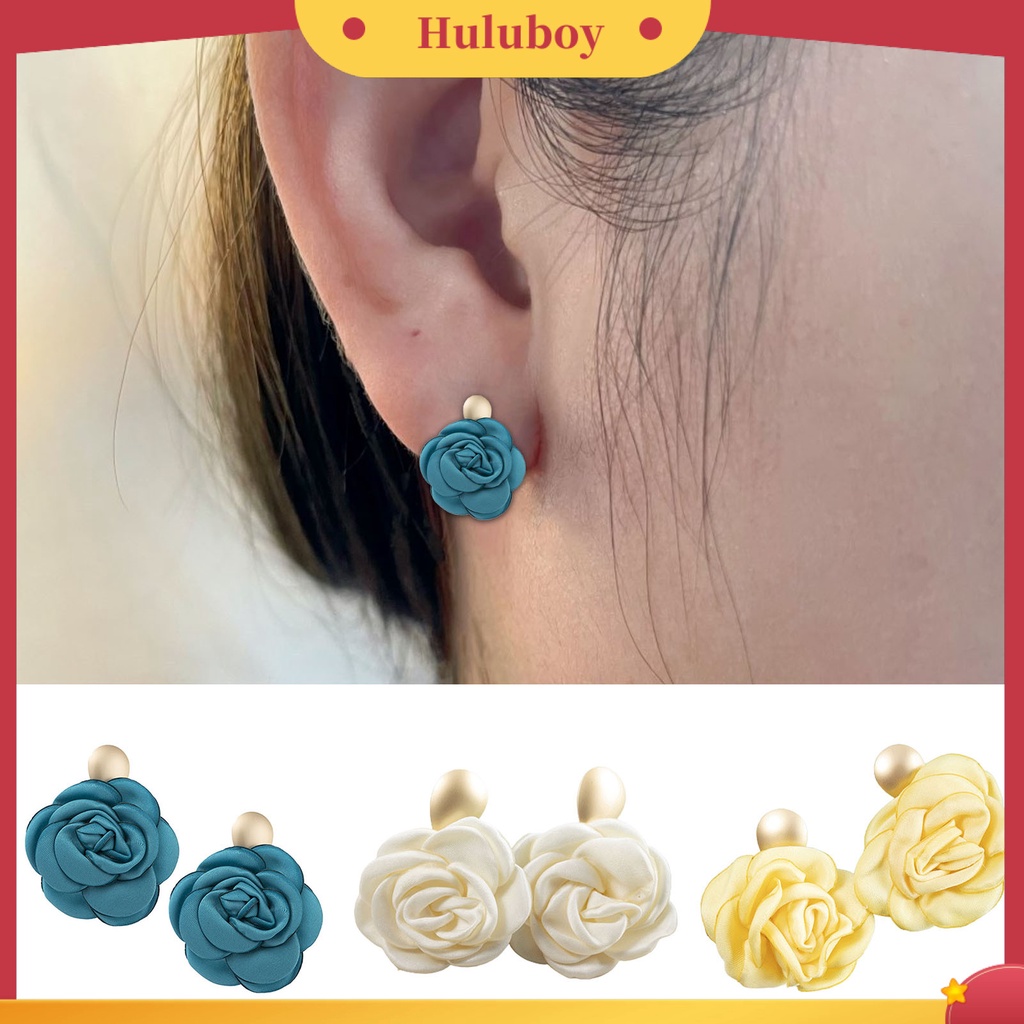 Hu Hu Hu Hu Hu Alat Bantu Pasang Kacamata♡ 1 Pasang Anting Stud Desain Bunga Mawar Gaya Retro Untuk Wanita