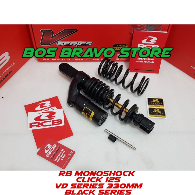 Shockbreaker RCB VD SERIES 330mm BLACK PREMIUM Vario 125 / 150 Beat Fi Beat Street Shock RCB VD SERI