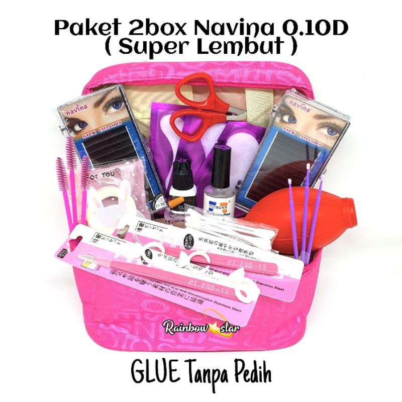 Paket Eyelash Extension / Paket Ekstensi Lem Tanpa Pedih Tas Abjad / Motif