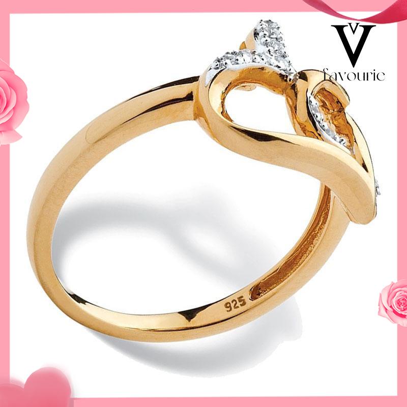 [COD]Aksesoris Cincin Pertunangan Wanita Fashion Manis Berongga Hati yang Cocok-FA