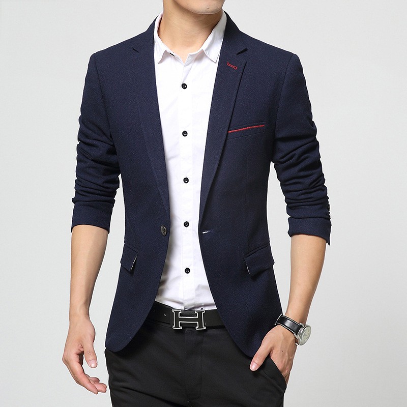 Jas Formal Casual Navy Blue Pria