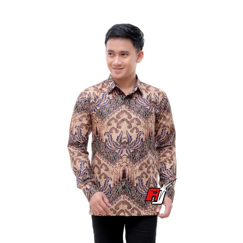 KEMEJA BATIK PRIA LENGAN PANJANG SIZE M L XL XXL  BSWART BatiK HRB026-kmj cumi coklat