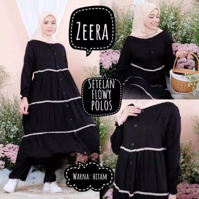 Daster arab setelan flowy polos by zeera ori