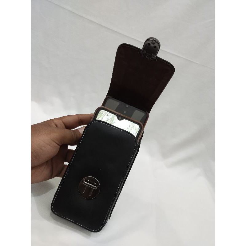 sarung hp pinggang 2 slot + sabuk gesper pria Leather