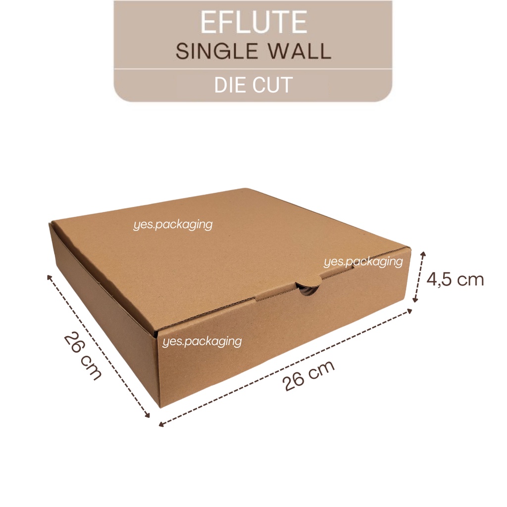 

[26x26x4,5cm] EFLUTE Corrugated Single Wall Die Cut Box Kotak Kemasan Pizza Hampers