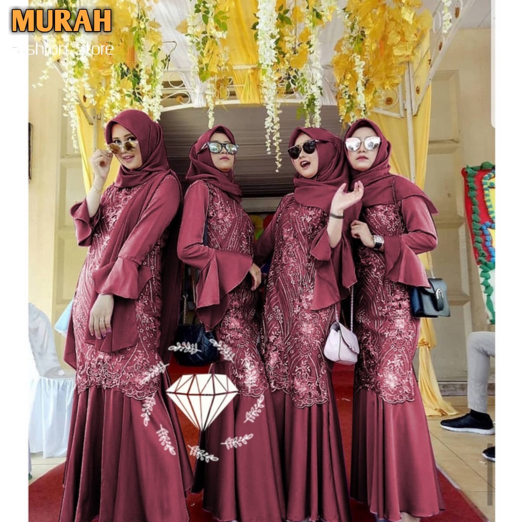 Busana Muslim Gamis Murah Gaun Pesta Muslimah Baju Pesta Wanita Kondangan Mewah Kekinian 2020 2021