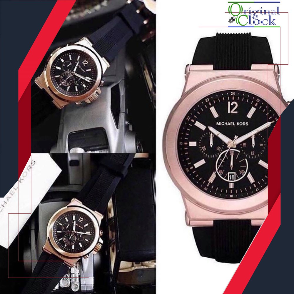 [ ORIGINAL ] M1CHA3L K0RS MK8184 STAINLESS STEEL DYLAN ROSEGOLD TONE BLACK DIAL