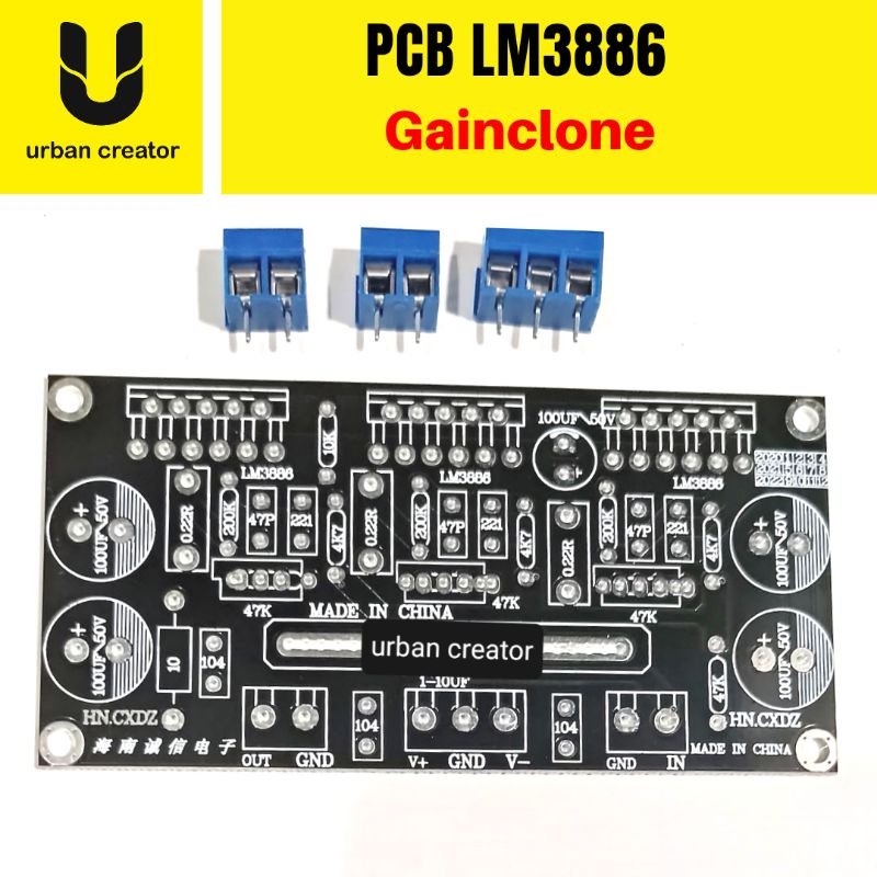 Jual PCB LM3886 Gainclone Amplifier 3 IC 180 Watt + 3pcs terminal Pin