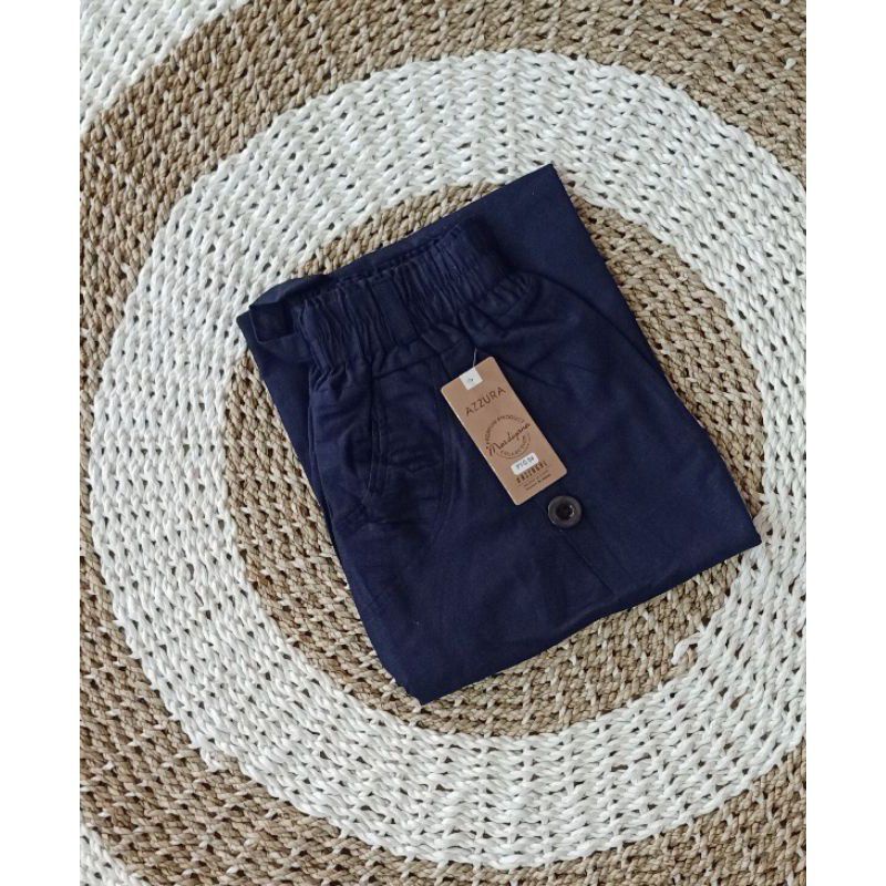 Rok Panjang Payung Bahan Cigaret Tebal-Navy