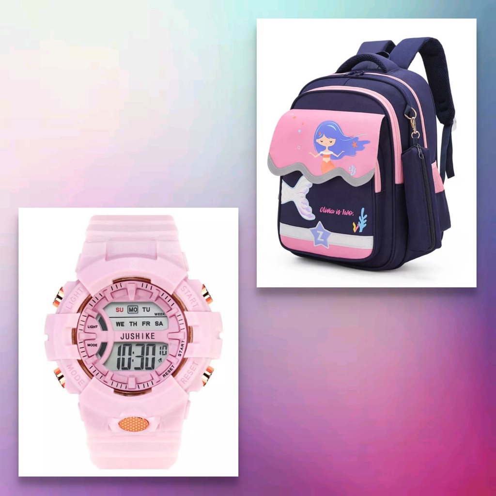 PTM-SET TAS RANSEL DAN JAM TANGAN ANAK-TAS RANSEL ANAK KARAKTER SET JAM TANGAN KEREN