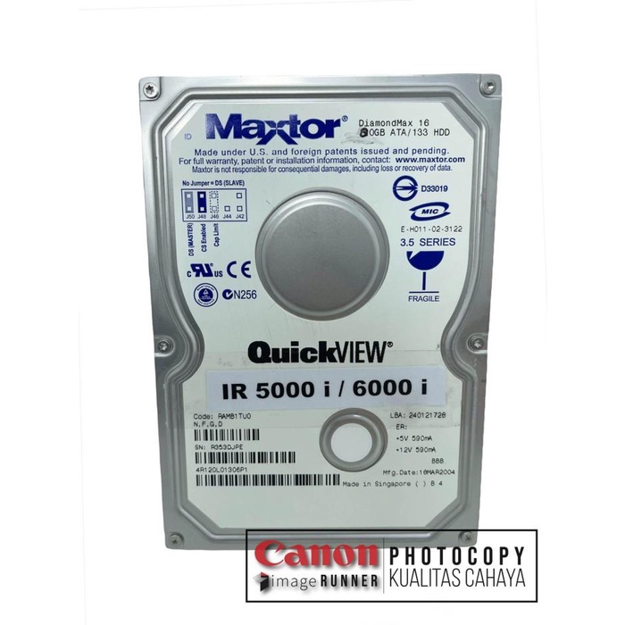 

Hard Disk Mesin Fotokopi Canon IR 5000 dan 6000 i