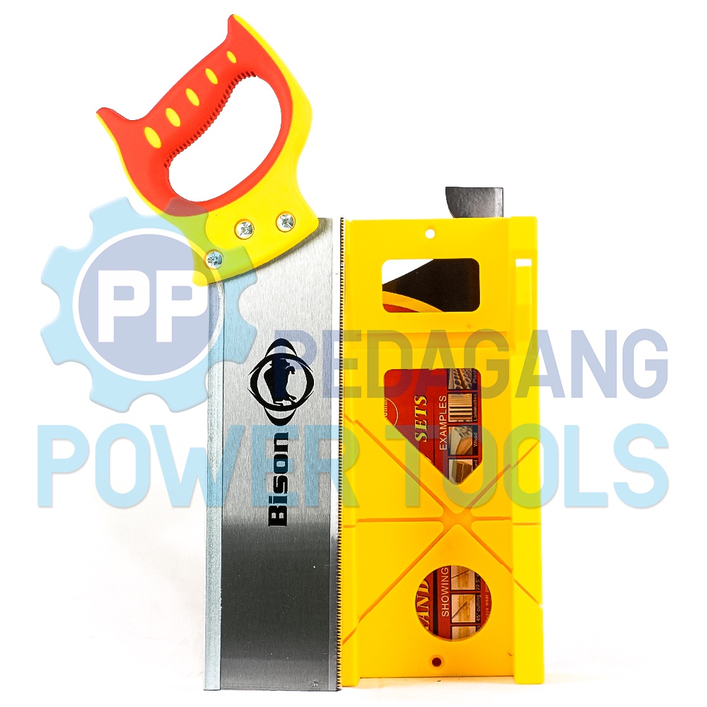 BISON GERGAJI PIGURA 12 INCH POTONG KAYU SUDUT SIKU BACK SAW MITER BOX