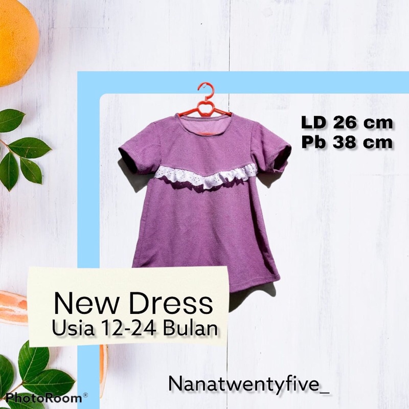 Dres anak perempuan tunik renda usia 1-2th