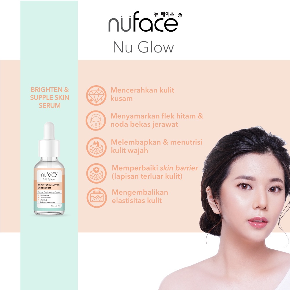 Nuface Nu Glow Face Serum 20 mL BRIGHTEN &amp; SUPPLE / ACNE PRONE CARE / HYDRA LOCK