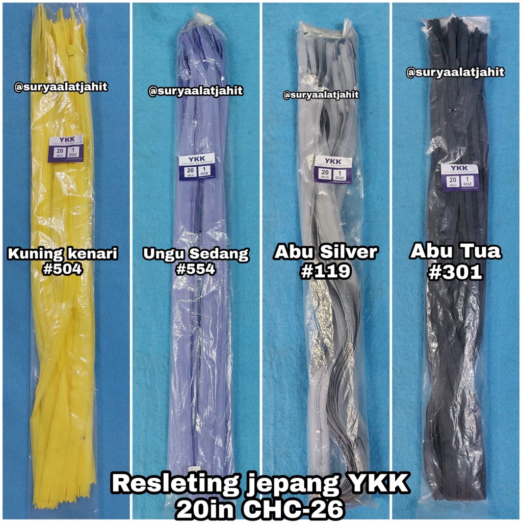 🅱️Resleting jepang YKK 20in/50cm CHC-26 @1lusin =rp.98.500/12pcs