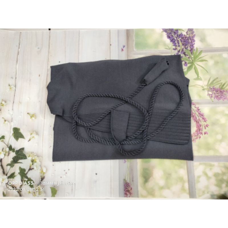 hijab jersey tali tambang/bergo jersey tali kepang/hijab jersey tali kepang/kerudung jersey tambang/hijab tali tambang polos variasi-Dark grey jersuper