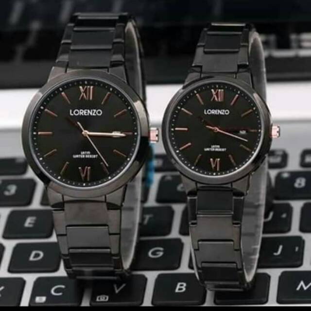Jam Tangan Lorenzo Couple Rantai Hitam