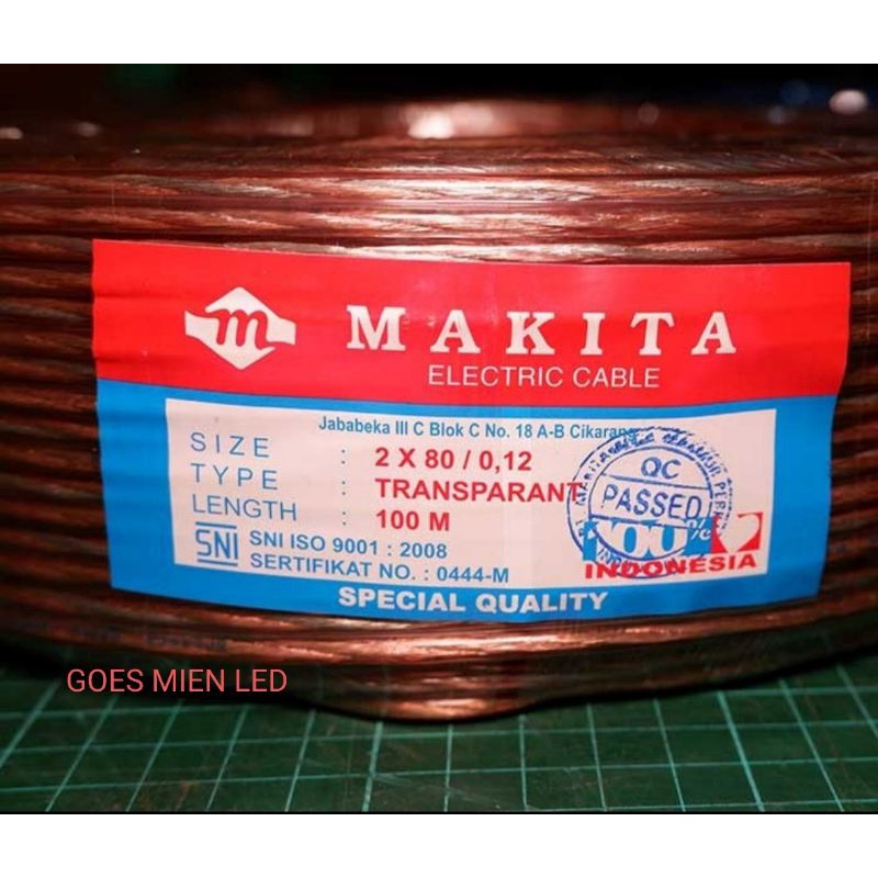 kabel speaker transparan makita 2x80 per roll 100 meter