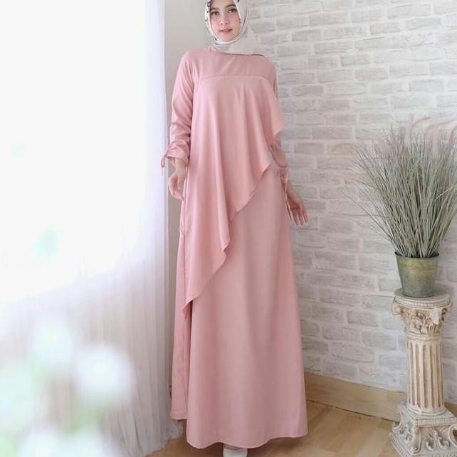 Maxi Luqiana Pink Baju Muslim Kekinian Gamis Modern