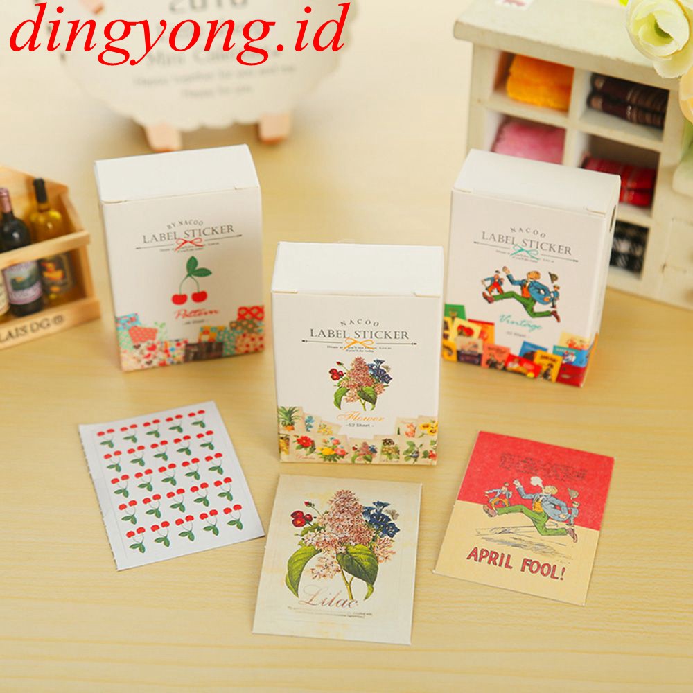 52 Pcs Stiker Dekorasi Scrapbook Album Foto Desain Bunga Vintage