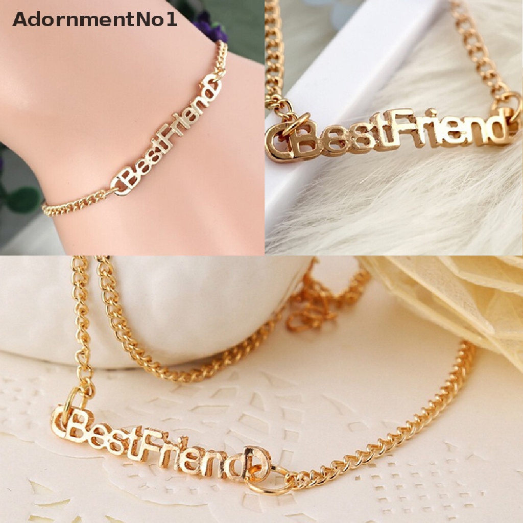 (AdornmentNo1) Gelang Persahabatan Bahan Alloy Desain Tulisan Best Friends Untuk Pria / Wanita