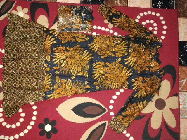 2501 Couple Batik Gamis Batik Cewek Batik Muslim Syari Seragam Batik Kerja Modis Katun Coklat Cantik