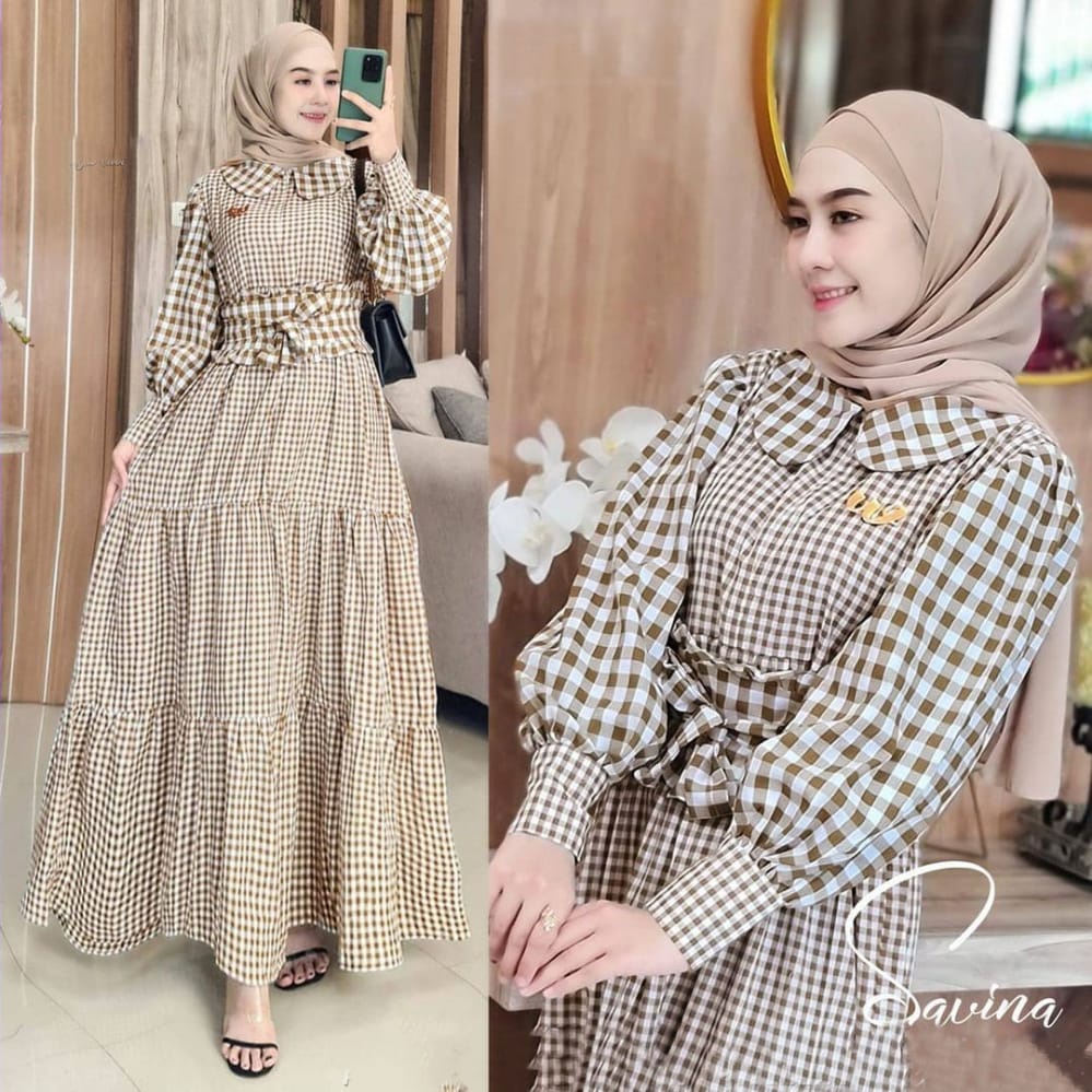 Baju Tunik Bahan Rayon Mix Katun Kotak Gamis Wanita Terbaru 2022 Mewah Import Ori Dress Kekinian Mod