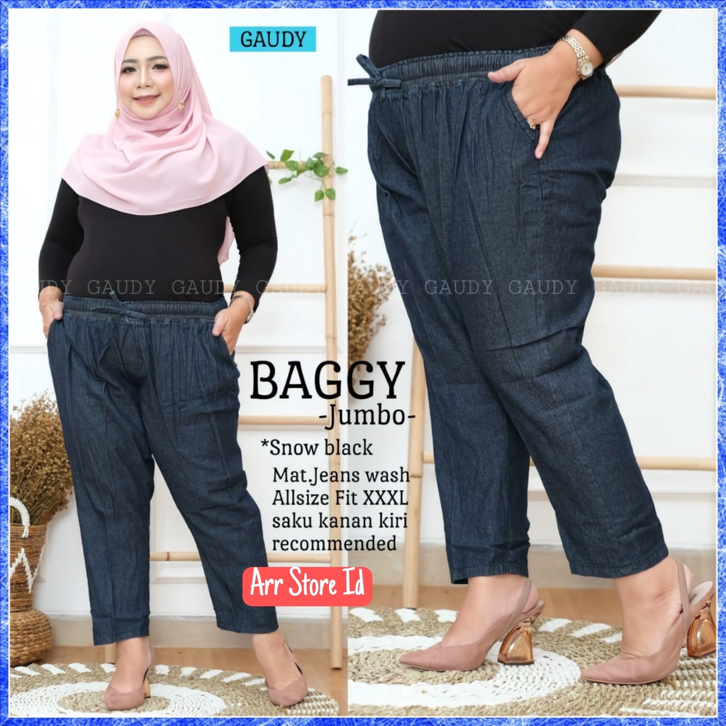 Yehan Celana Baggy Bagy Pants Jeans Panjang Wanita Jumbo Premium Pinggang Karet Kekinian Lp 90-120 P 95 Allsize