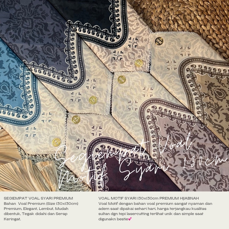 Hijab Voal Motif Syari/Jumbo (KEMASAN BOX) Sublim Trispan Premium Hijabnah