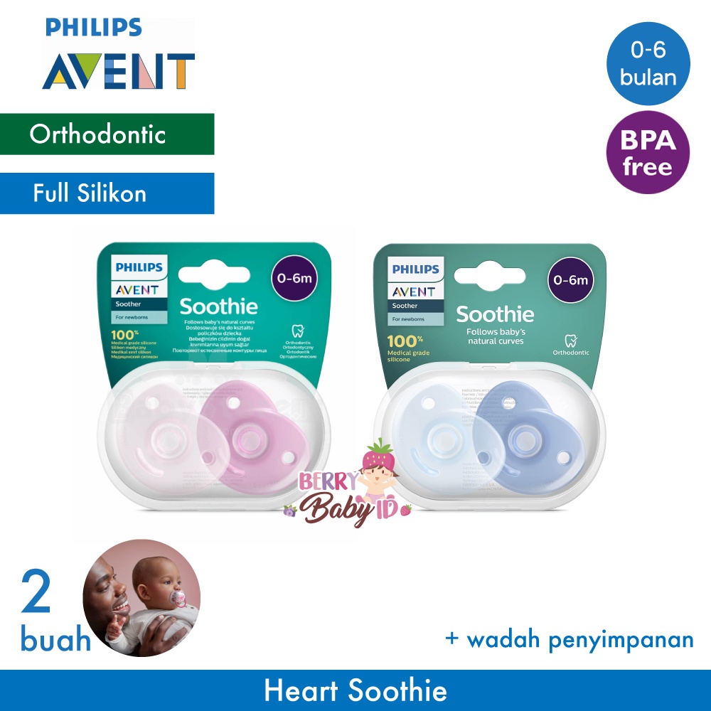 Philips Avent Soother Soothie Heart Empeng Silikon Bayi Pacifier 0-6m Berry Mart