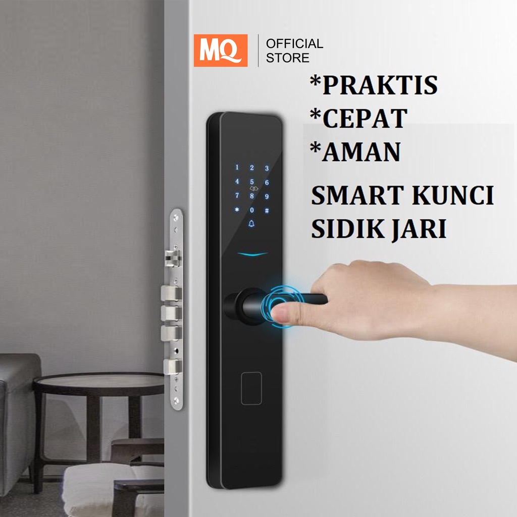 MQ kunci pintu elektronik Smart Door Lock Cerdas Sandi Sidik Jari