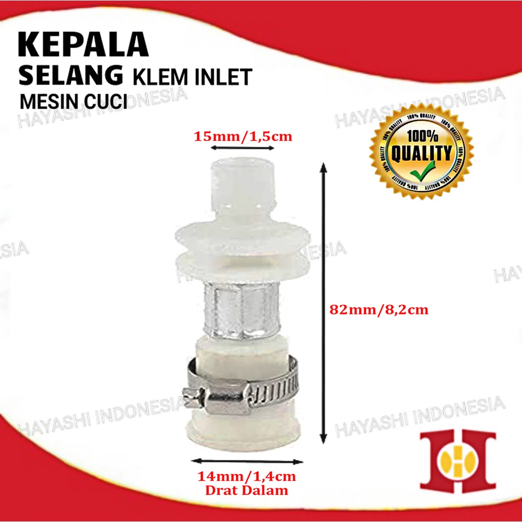 Kepala Inlet Klem Selang Konektor Kran Sambungan Masuk Air Mesin Cuci