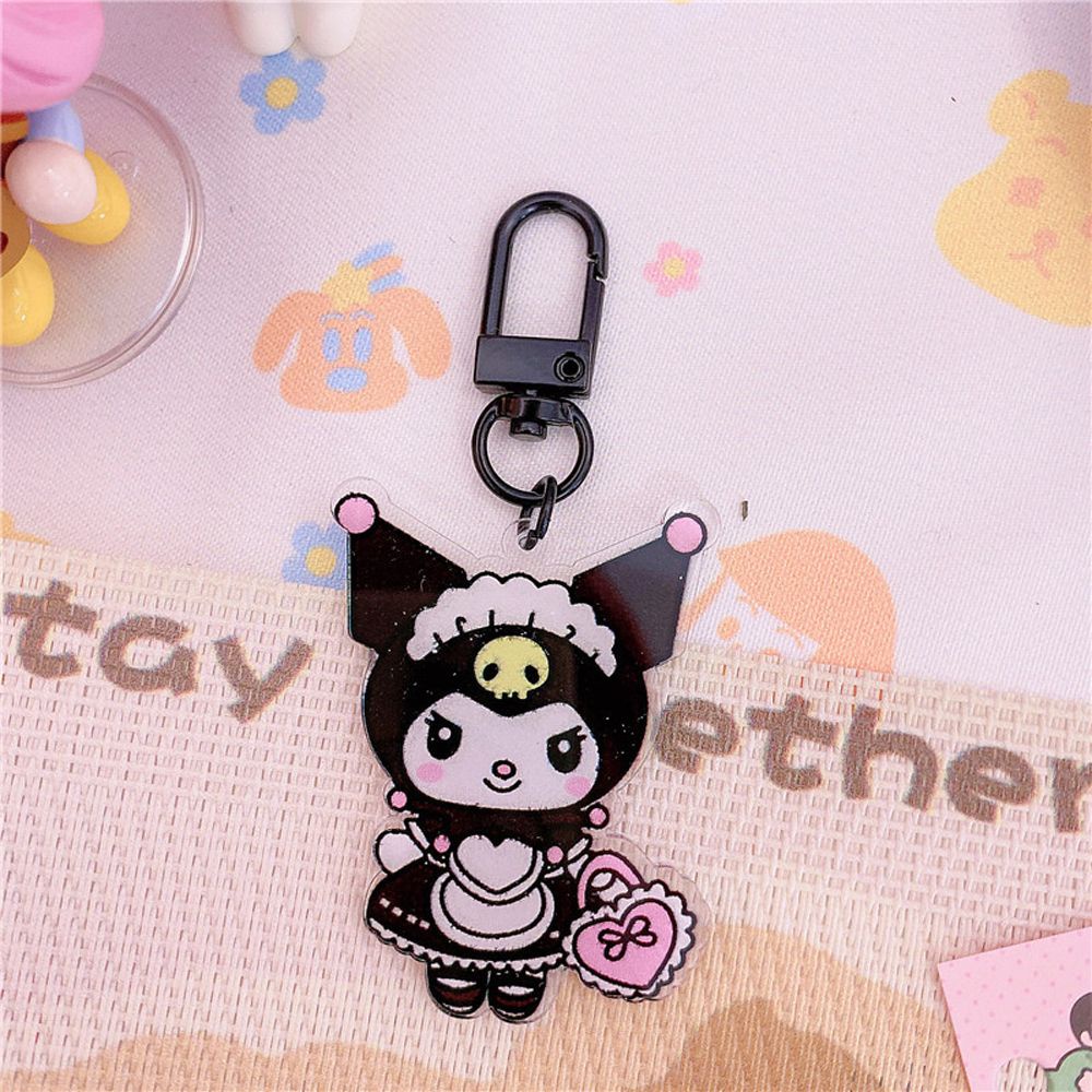 Needway  Creative Anime Key Chains Cute Cartoon Kuromi Korean Key Rings Backpack Hanging Charm Skull Car Key Ornaments Acrylic For Women Men Bag Pendant