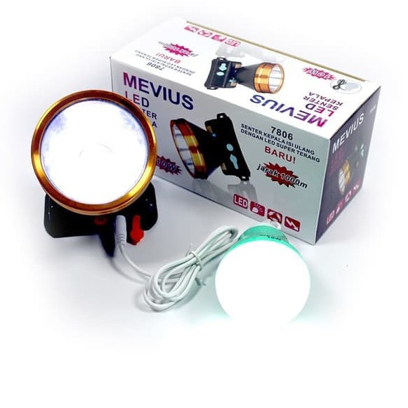 Senter Kepala LED MEVIUS 7806 + Bonus Bohlam Lampu Emergency
