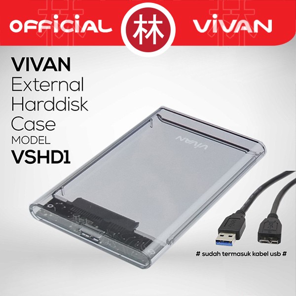 Vivan VSHD1 Casing Hardisk External Case Transparent 2.5&quot; SATA USB 3.0