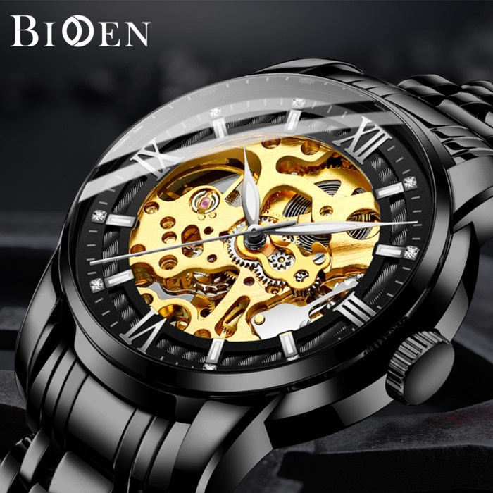 Jam Tangan Pria Fashion Murah COD Berkualitas Terbaru Z3V7 BIDEN Jam tangan Mekanik Tali stainless s