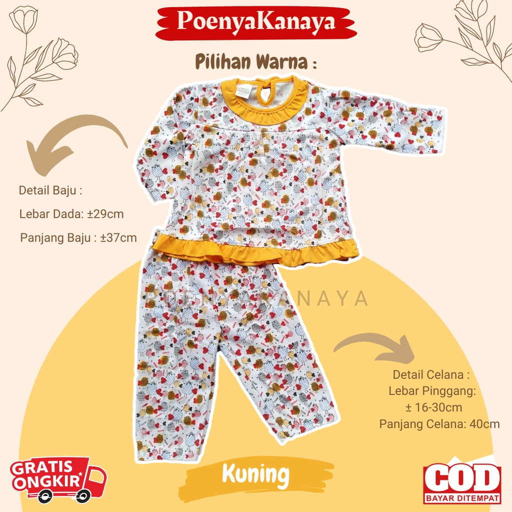 Setelan Baju Bayi Piyama Bayi Panjang Perempuan Cute Bird Fauzan 6-18 Bulan SPY97