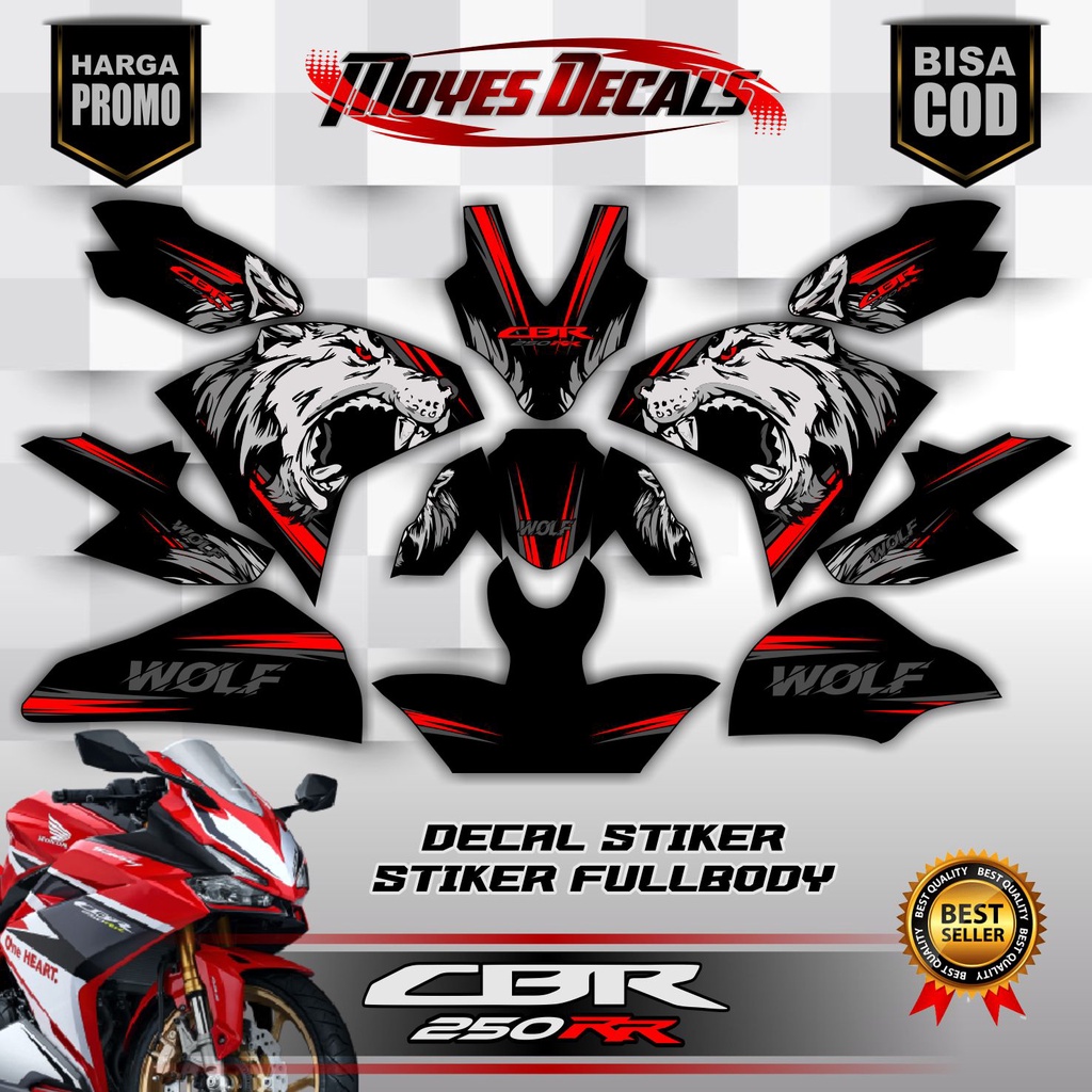 Decal CBR 250 RR Decal Honda CBR250RR Fullbody Angry Wolf