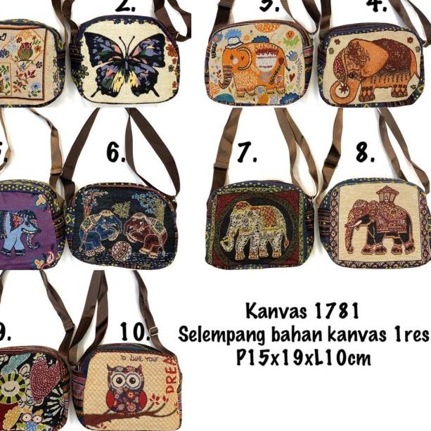 ➽ SLING BAG THAILAND IMPORT SELEMPANG TAS KANVAS GAJAH OWL BANGKOK ➶